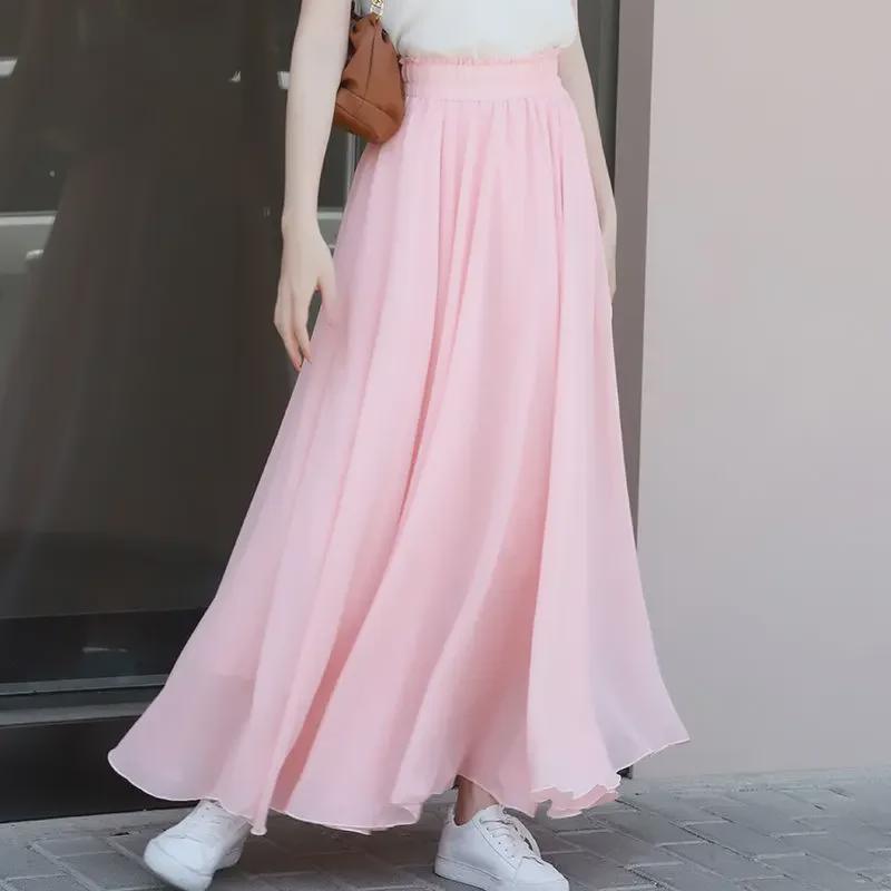 Petite White Chiffon Double-Layer Fairy Beach & Dance Skirt
