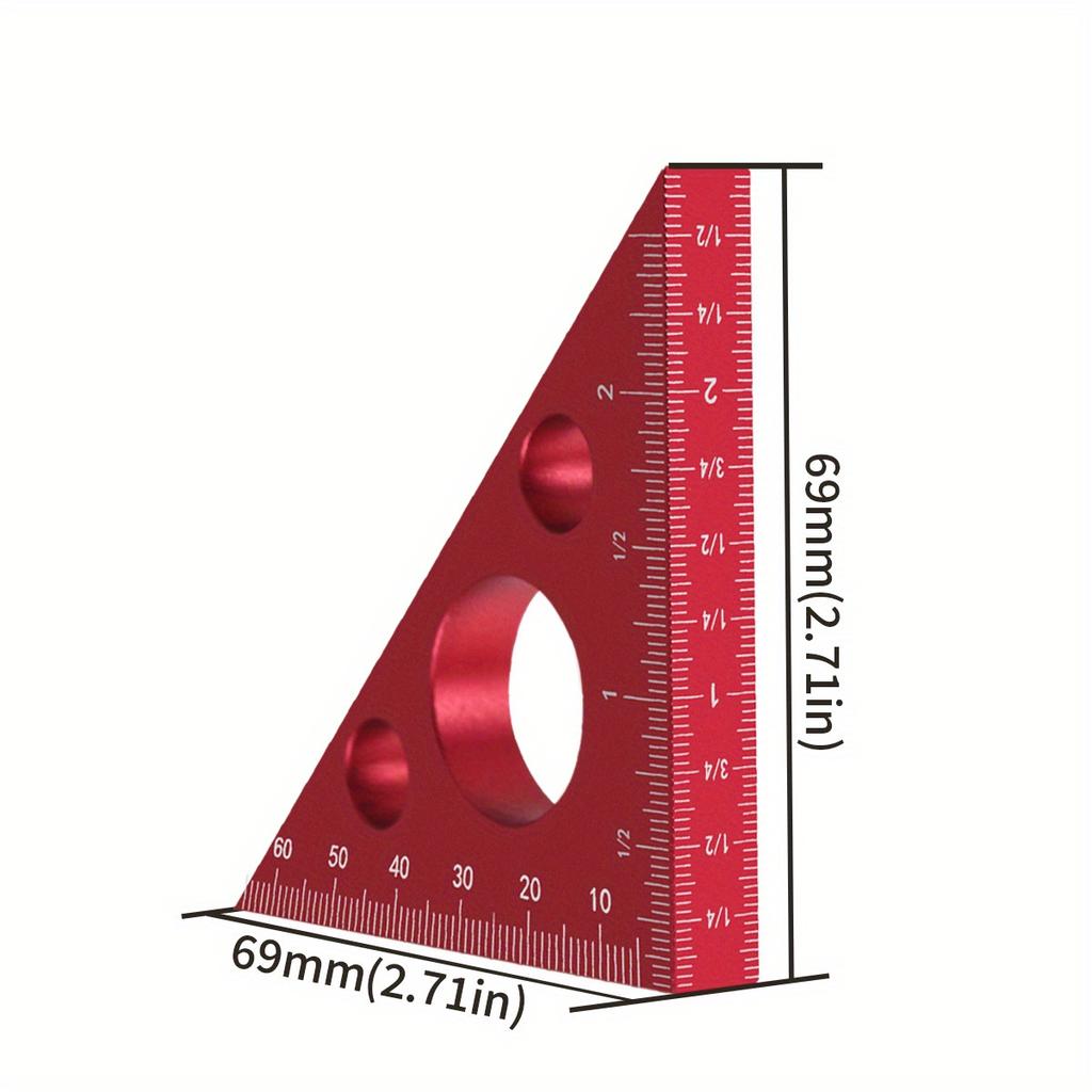 1PC Right Angle Ruler,Aluminum Triangle Ruler W/ Both Imperial and Metric Scales Machinist Carpenter's Square Height Measuring Tool