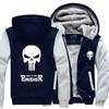 Elegant Punisher Unisex Skull Winter Fleece Jacket Coat With Plush Warm Hoodie