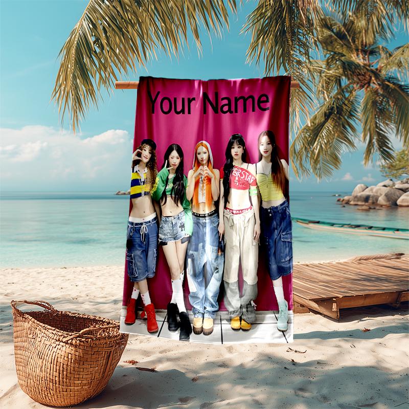 Personalized customized proof beach towel with (G)I-DLE pattern - soft, absorbent, quick-drying, perfect swimming, camping&bathing