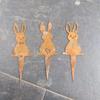 Rusty Bunny Silhouette Yard Art 3X Outdoor Happy Easter Rabbit Yard Sign Iron Animal Ground Inserts Outdoor Animal Stake For