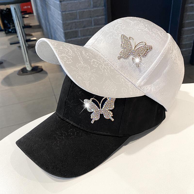 Kšiltovka Rhinestone Butterfly Dámské Jaro Léto Univerzální Klobouk se slunečníkem Krajkový vzor Kšiltovka