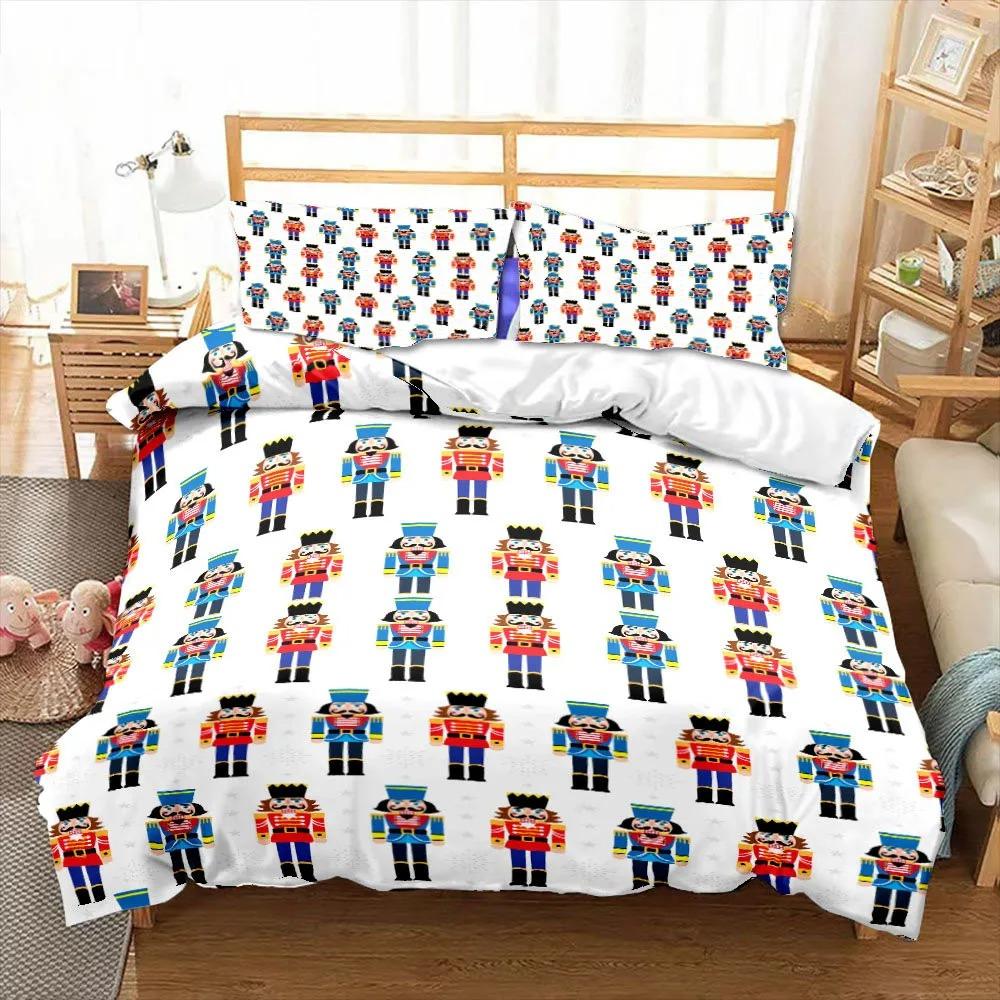 Nutcracker Cartoon Duvet Cover Merry Christmas Gift Boys Bedroom Decoration Women Men Cartoon Royal Guarder Queen King Size