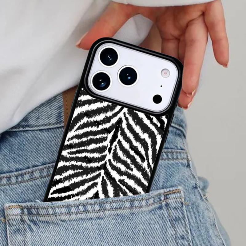 Zebra Print Clip Art Silicone Soft Side Phone Case for iPhone 17ProMax 12 13 14 15 16e 17 Pro Max Plus Air Cover