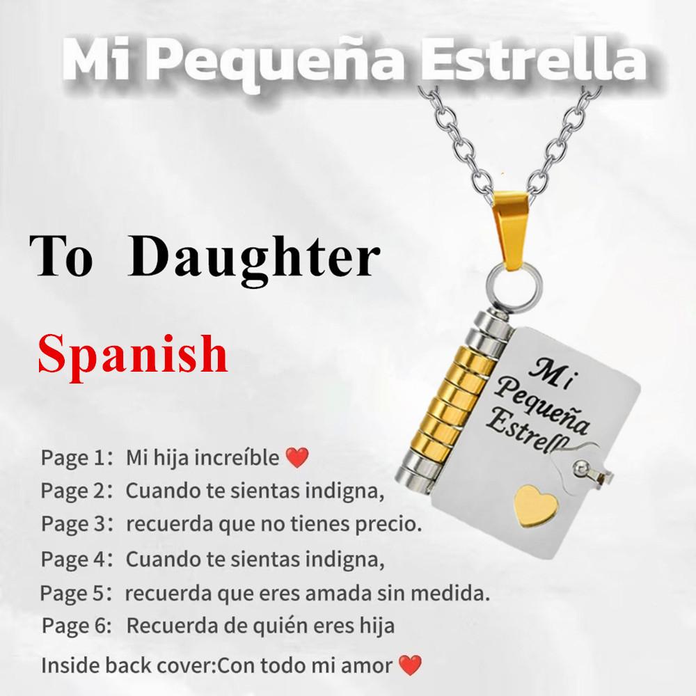 Spanish Daughter Granddaughter Necklace Mi Campeón Son Openable Book Necklace Mein kleiner Stern German Jewelry Keepsake Gifts Cannot Customized