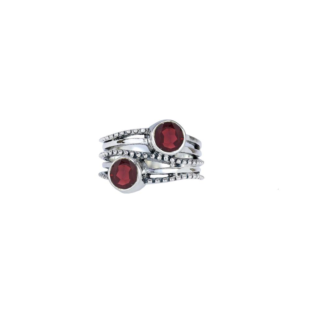 Red Garnet Ring, 925 Sterling Silver Ring, Boho Statement Ring, Eternity Band Ring, Wedding Band Ring, Promise Ring, Gift For Her