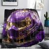 Purple patterns and masks Print Flannel Blanket,High quality Comfortable for All Seasons,Home Decor,Warmth and Comfort,Perfect for Christmas Gifts