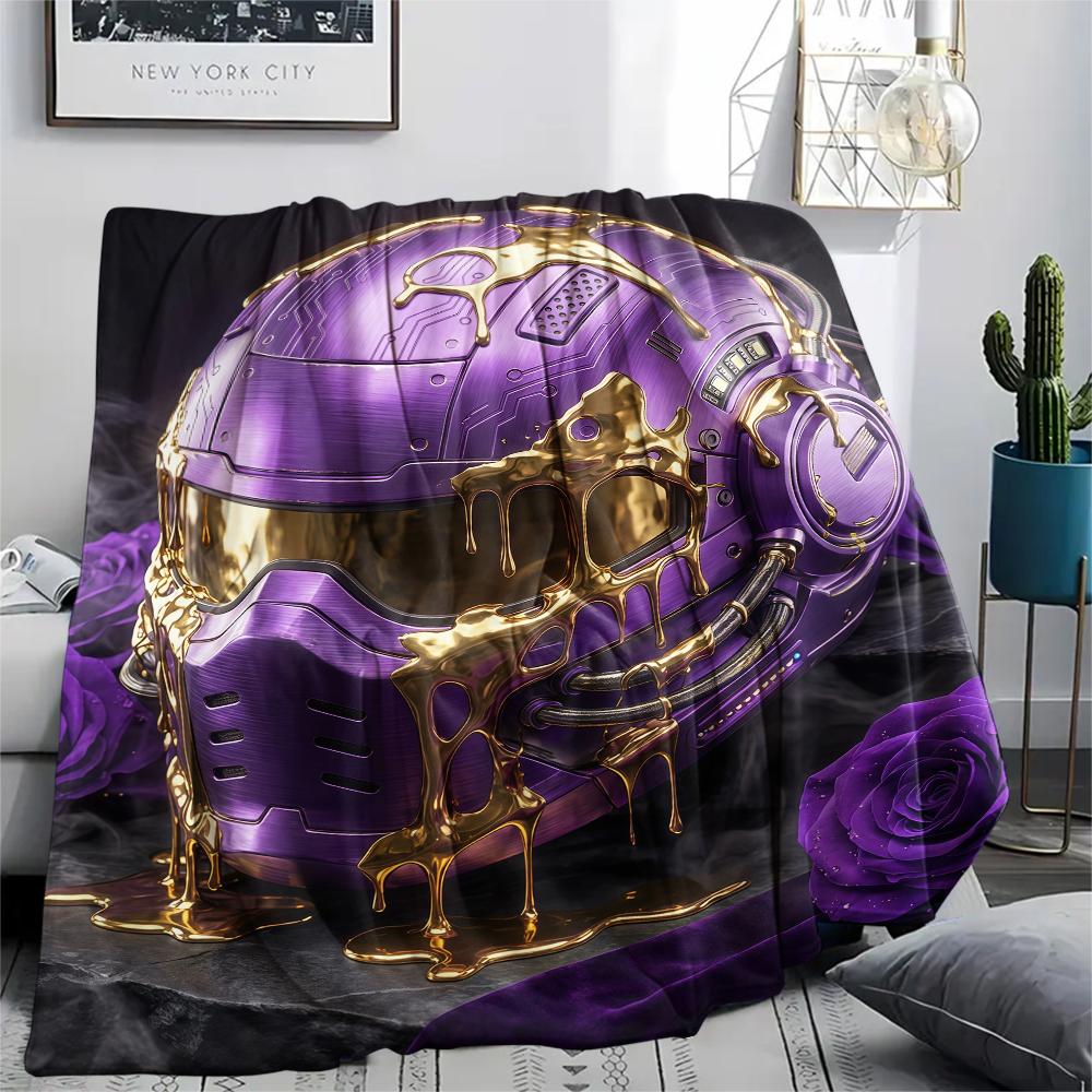 Purple patterns and masks Print Flannel Blanket,High quality Comfortable for All Seasons,Home Decor,Warmth and Comfort,Perfect for Christmas Gifts