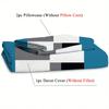 3pcs Blue Black And Gray Plaid Pattern Duvet Cover Set Simple Style Fashionable Pattern Room Decor Single Twin Queen King Size