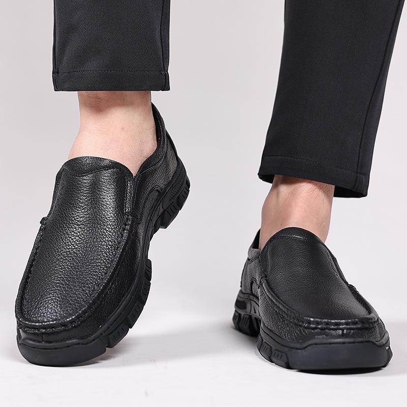 Men's Leather Shoes Men's Casual Sheepskin Soft-soled Genuine Leather Dad Shoes Middle-aged and Elderly New Shoes