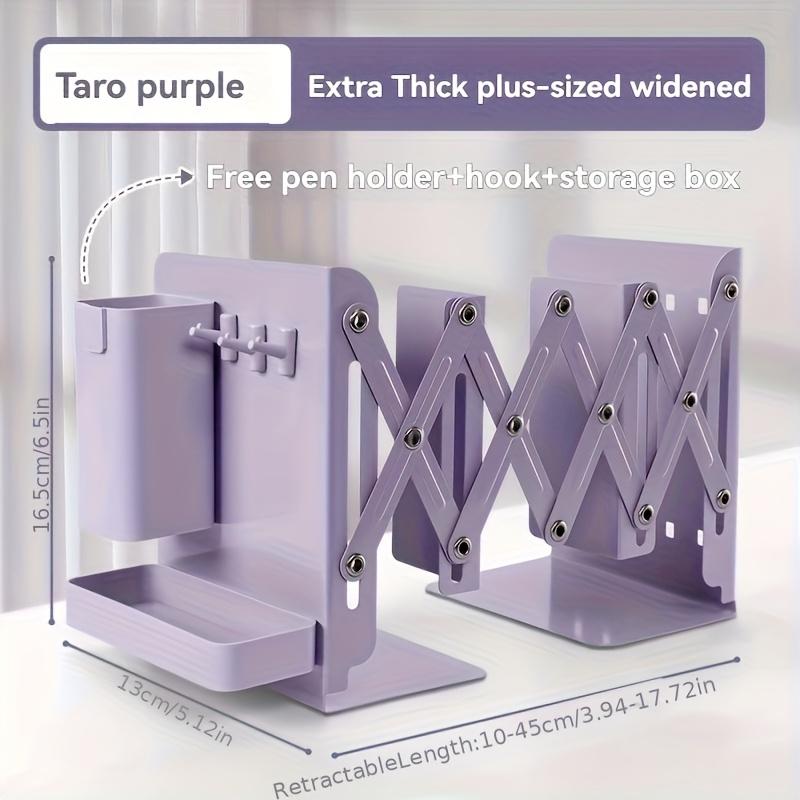 

Набор прочных и универсальных выдвижных книжных подставок с крючками-держателями для ручек и ящиками для хранения, складные настольные полки для хранения, толстые разделители 1pc фиолетовый