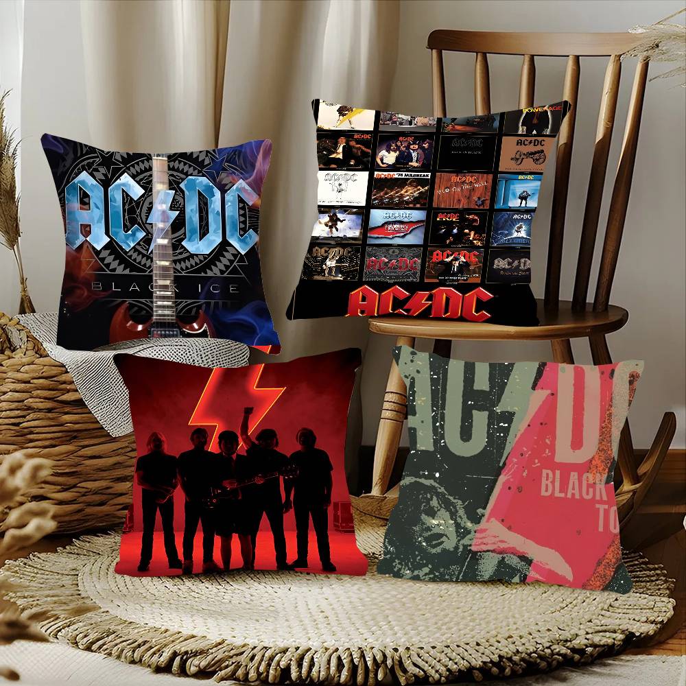 AC DC Vintage Heavy Metal Music Pillow Case Square Pillow Bedroom Sofa Leisure Comfort Cushion Car Living Room Home Decoration