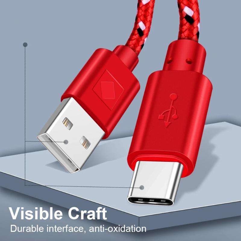 Geflochtenes USB-Typ-C-Kabel 1M Datenübertragung Schnellladung USB-C-Kabel für Telefon Tablet Computer