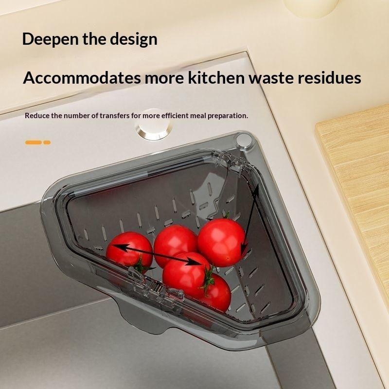 Kitchen Sink Corner Drain Strainer Basket Non Slip Durable Plastic Fast Draining for Kitchen Dishwashing Leftover Filtration