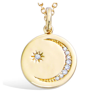 [R1702] - Vergoldeter Anhänger 'Au Clair de Lune' Weißgold - 15 mm