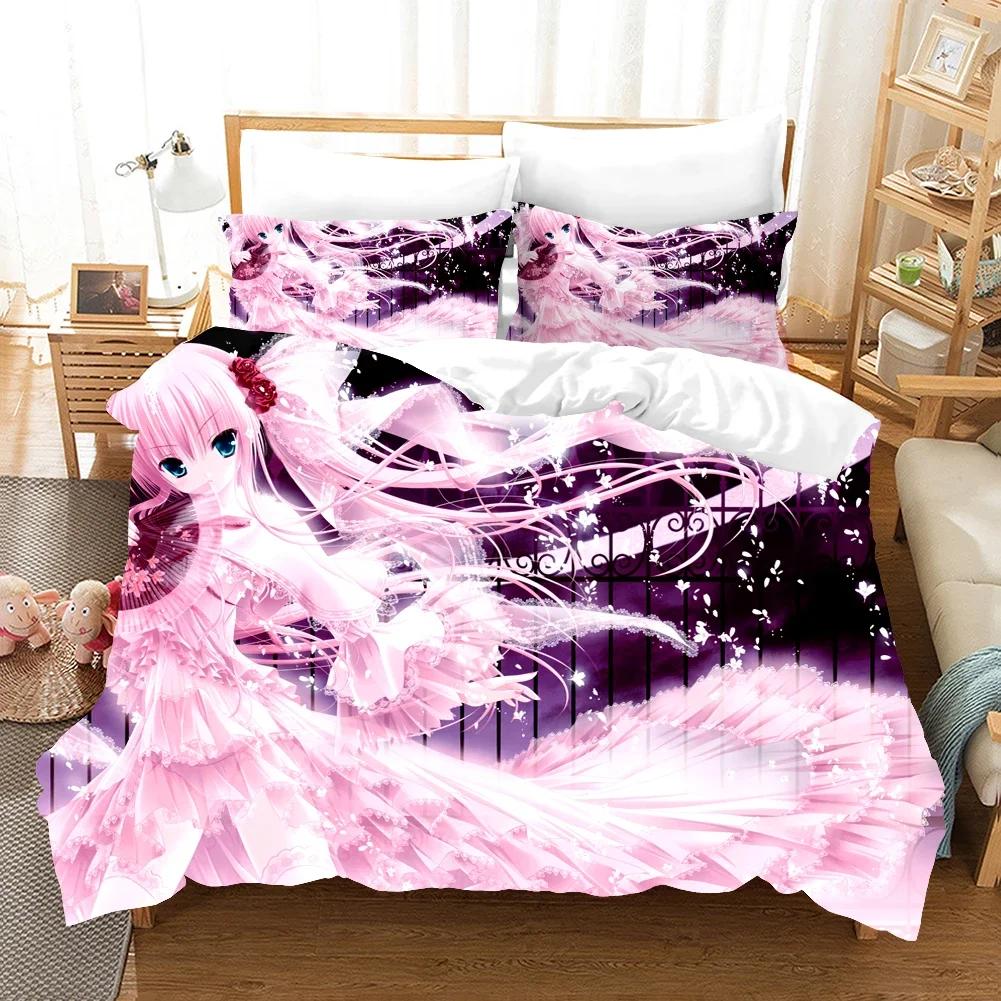 Anime Girl Bedding Set Cartoon Fashion 3D Print Comforter Luxury Queen King Single Duvet Cover Set Home Textile Decor Modern