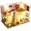 Moin Moin 1/24 Scale Dollhouse Miniature DIY Kit Modern Japanese Style Two-Story Model Room with LED Light and Acrylic Case