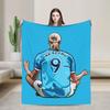 Smug Haalands Face Blanket Soccer Football Fleece Novelty Soft Throw Blankets for Bed Sofa SpringAutumn