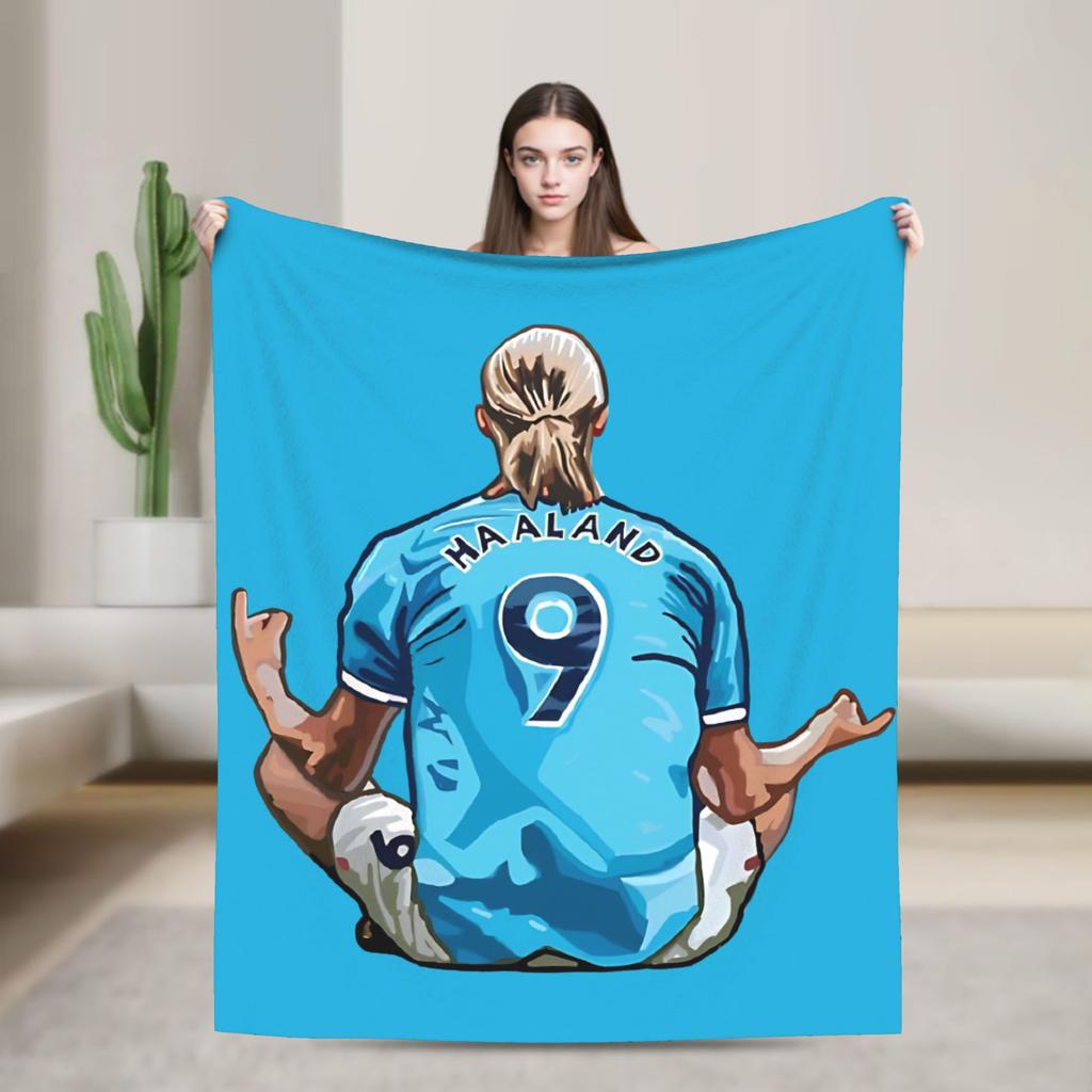Smug Haalands Face Blanket Soccer Football Fleece Novelty Soft Throw Blankets for Bed Sofa SpringAutumn