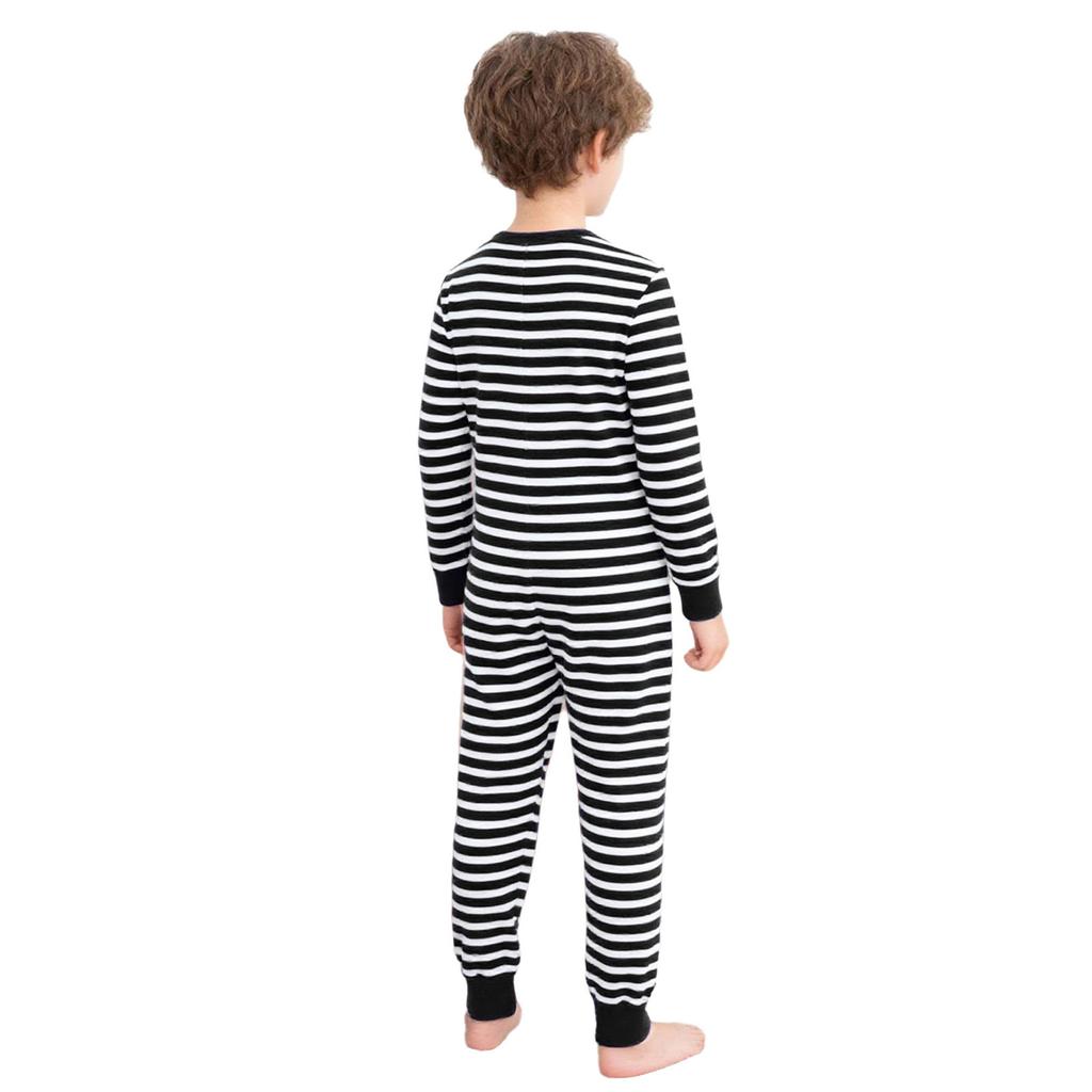 Tuta a righe unisex per bambini con bisogni speciali, abbigliamento adattivo, manica lunga, lunghezza intera, anti-strappo sulla schiena, cerniera invisibile