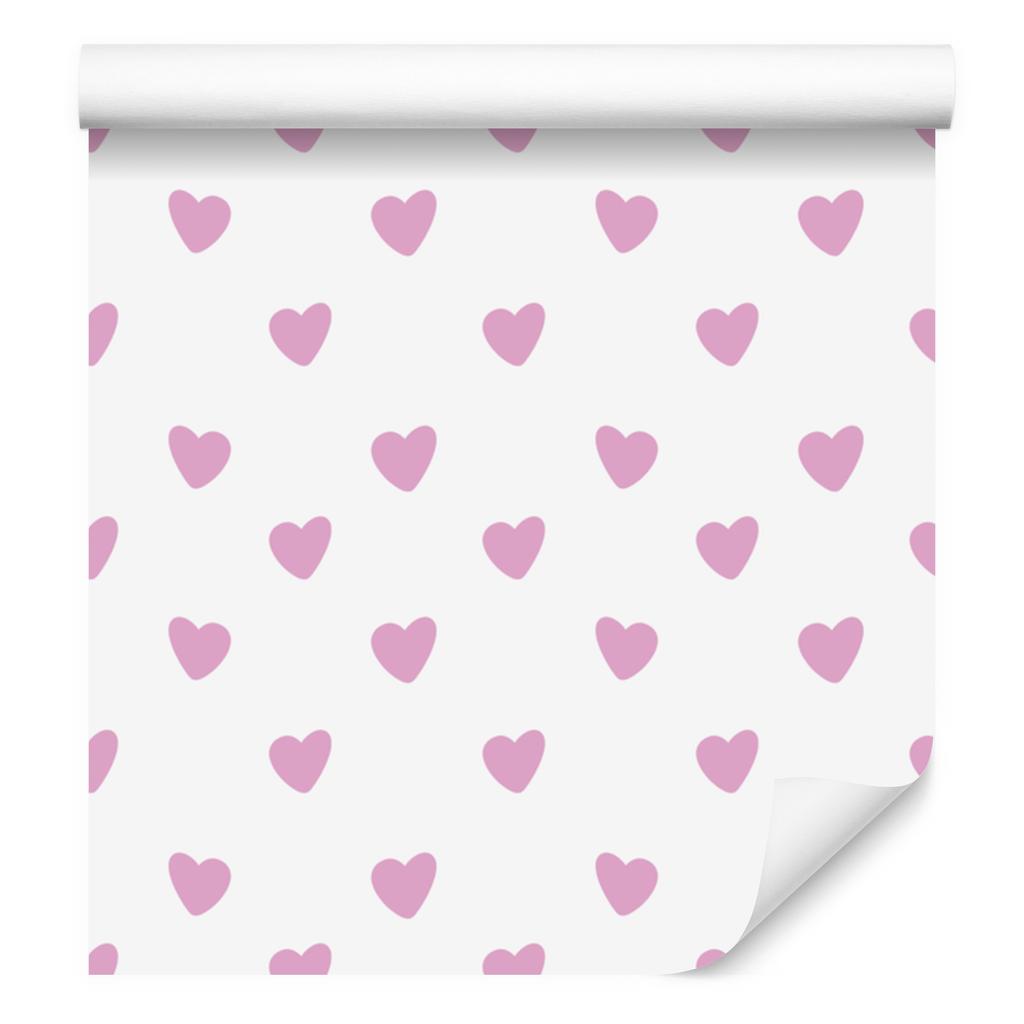 Hearts Wallpaper White and Powder Pink 50x1000