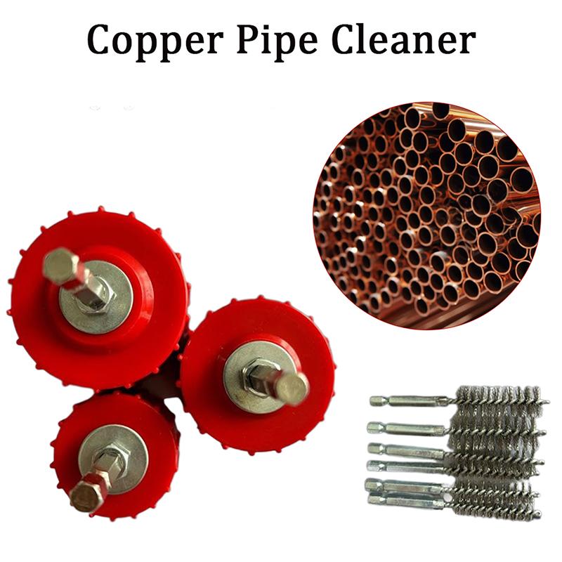 Copper Pipe Cleaner Set For Power Drill, Tube Cleaning Brush, Cleans Copper Pipes Tubes And Fittings For Soldering
