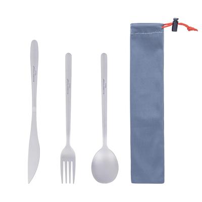 Boundless Voyage Titanium Camping Cutlery Set Solo Camping Set with Storage Bag (Ti1055T) - Spoon, Fork, Knife, Lightweight, Durable, Compact,
