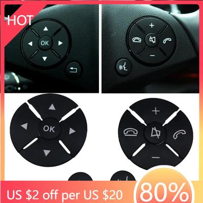 2025 Hot Racing Grills Black Interior Steering Wheel Button Switch Trim Cover Sticker For Mercedes Benz C E S GLK Class W204 W2