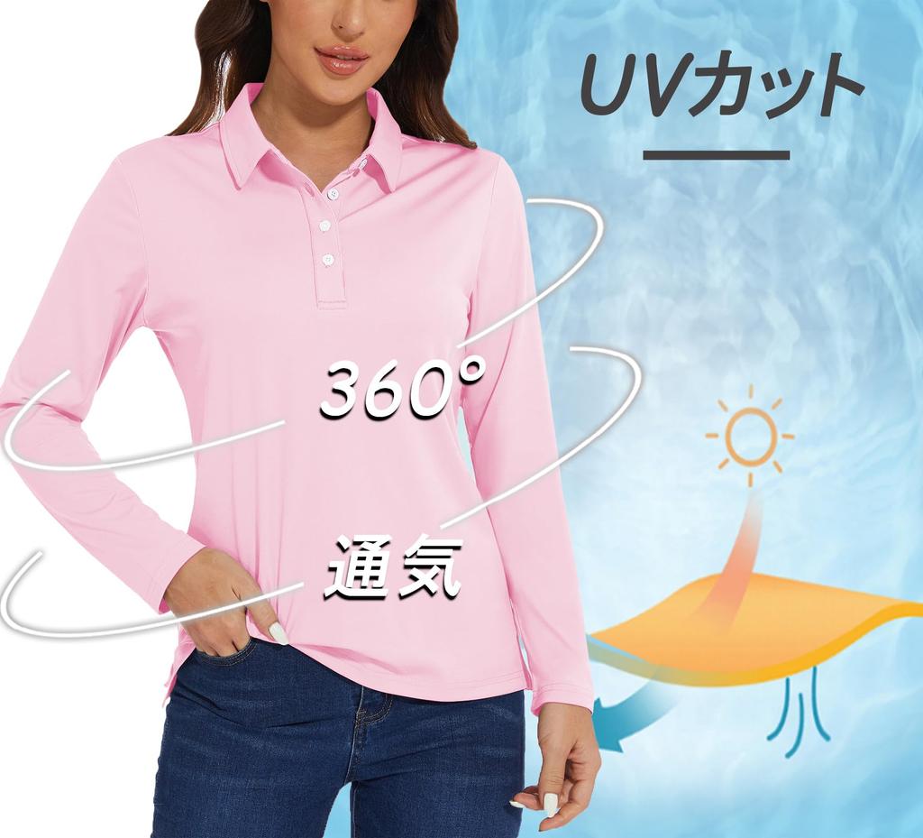 Polo Long Golf Long Sleeve UV Quick Active 2XL [KEFITEVD] Women's Shirt, Work, Sleeve, Shirt, Sunscreen, T-Shirt, Protection, Absorbent, Drying, Wear,