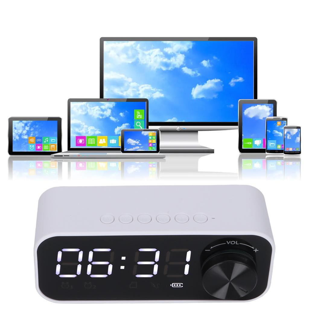 B126 Clock Speaker Multifunctional Portable Alarm Clock Radio with LED