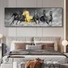 Six Running Black and Gold Horse Animal Canvas Painting Wall Art Posters And Prints For Living Room Bedroom Decor No Frame No Frame