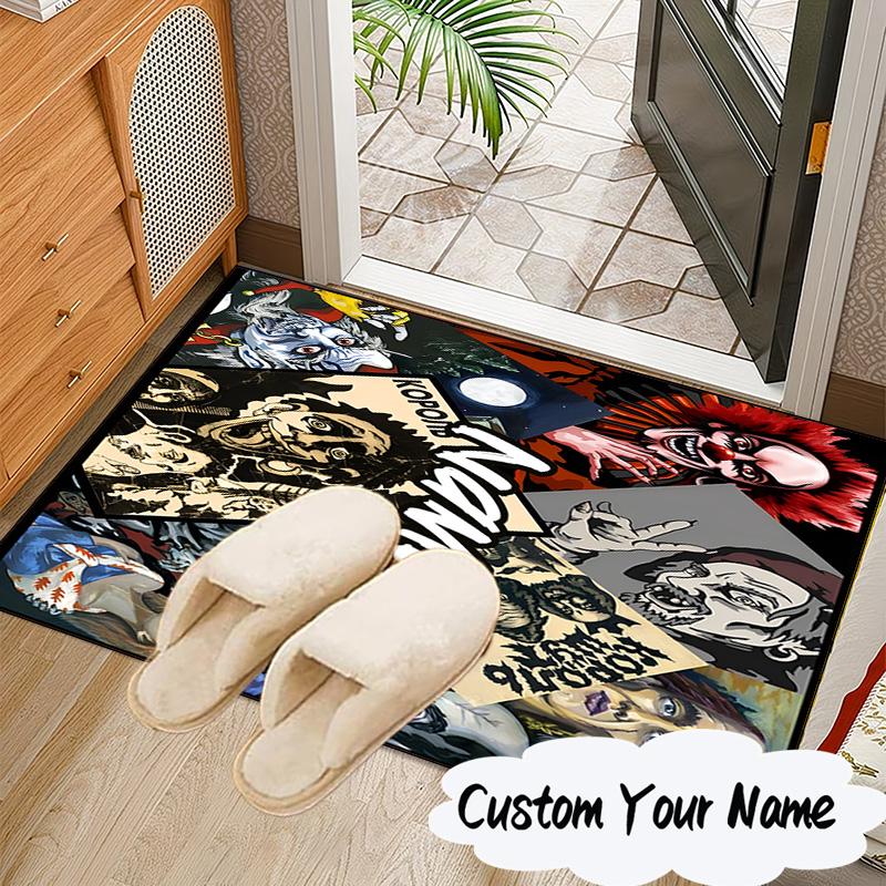 Custom Name Halloween Horror Icons Carpet, Chair Rug,Area Rug for Office Bedroom living rooms bedroom, Doormat decor Christmas fan gifts