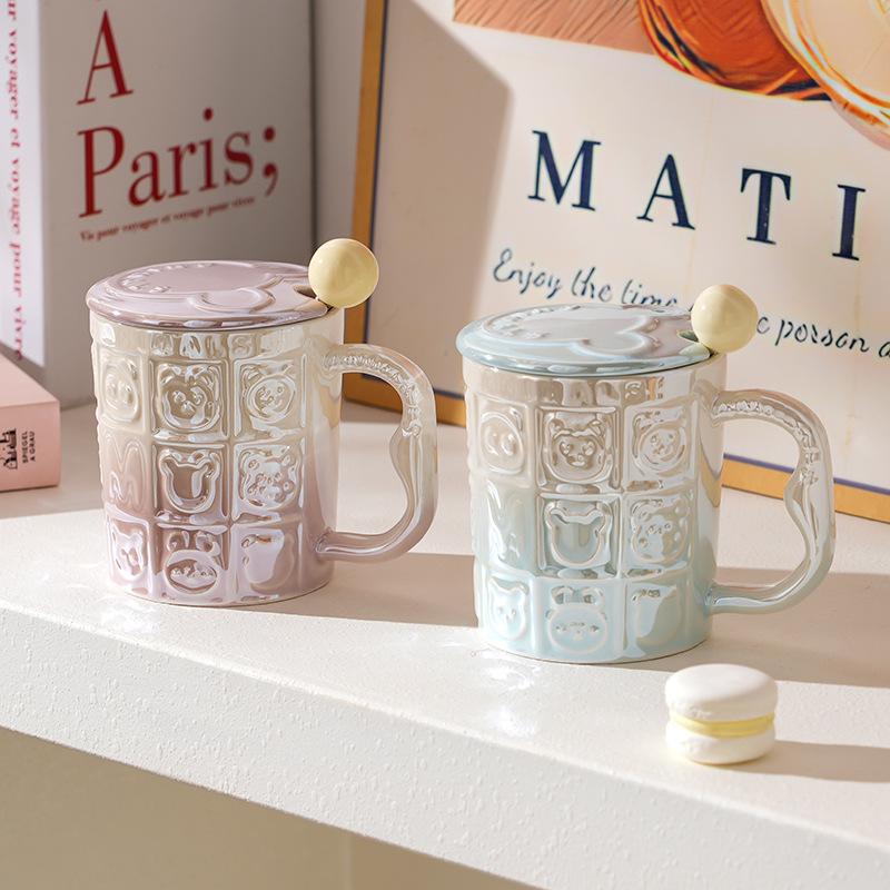 Wind Ceramic Cup With Lid High Value Home Office Couple Water Cup Gift Box Gift High Sense