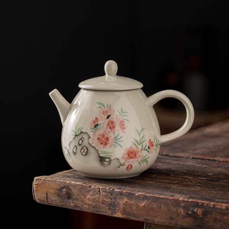 230ml Chinese Traditional Ceramic Teapot Hand-painted Flowers Pattern Porcelain Tea Pot Household Kettle Travel Portable Tea Set