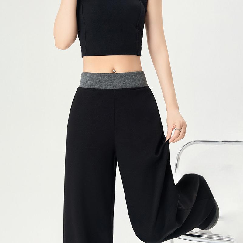 Black Casual Straight-leg Sweatpants for Women In Spring and Autumn Style High-waist Loose Slimming Wide-leg Pants Floor-slimming Pants