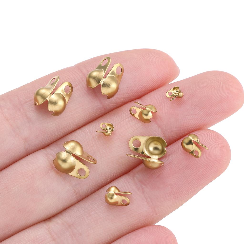 10pcs Stainless Steel Double Hole End Clasp Beads Open Cover Crimp Connector Beads For DIY Jewelry Making Necklace Component