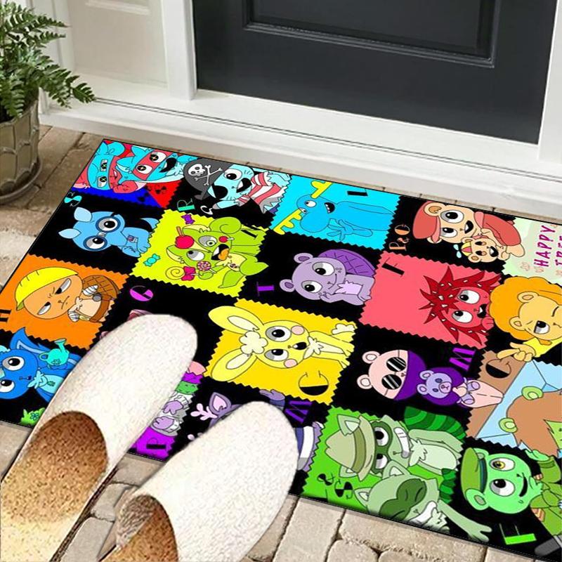 Happy Tree Friends Anniversary Office Rug Chair Mat, Game Carpet, Suitable for Front Door, Bedroom, Living Room, Desk, Holiday Gift