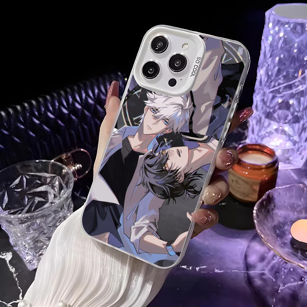 Anime L-Link Clicks Phone Case For iPhone 16 15 14 13 12 11 Pro Max White Purple Matte Laser Metallic Aurora Funda