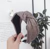 New Vintage Hairband Women Shining Stamping Cloth Wide Side Center Knot Headband Adult Classic Hair Accessories