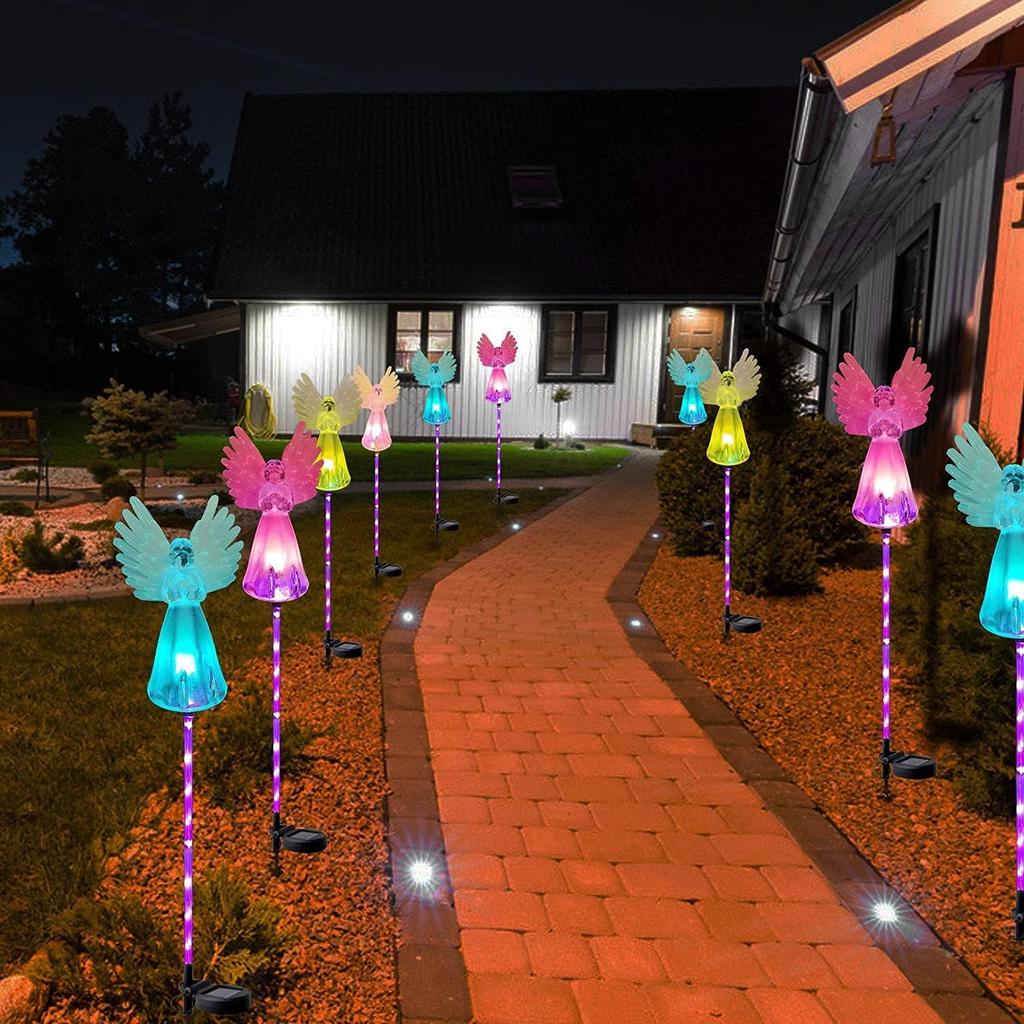 4 Pack Solar Angel Lights Outdoor Decor,Solar Powered Color Changing Angel Easter Stakes Decorative Memorial Lights Garden Yard Lawn Pathway Grave