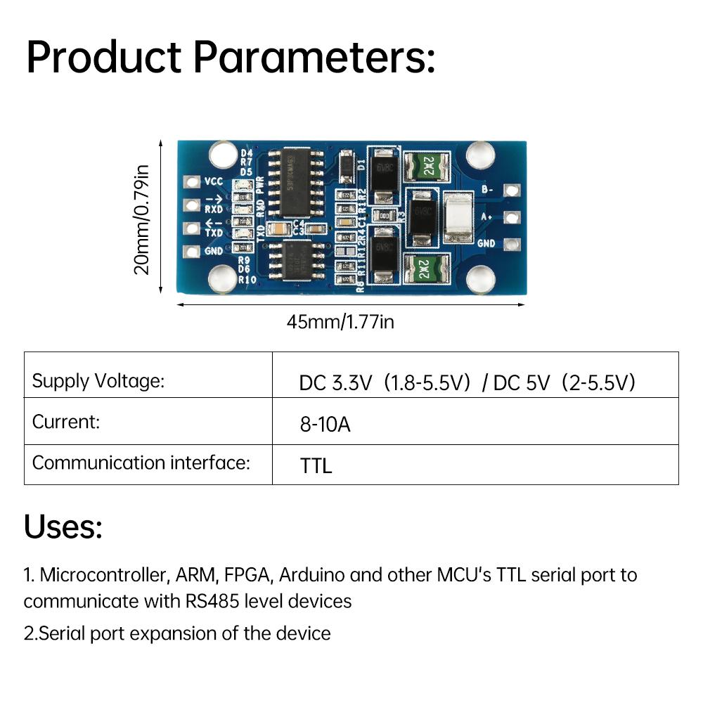 DC 3.3V/5V TTL turn RS485 Module 485 to Serial UART Level Mutual Conversion Hardware Automatic Flow Control