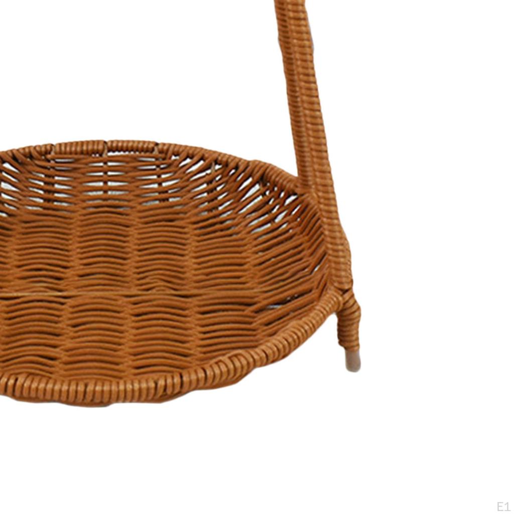Circular Food Serving Basket Storage Rack Imitation Rattan Lightweight for Kitchen Counter Portable