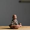 Ceramic Small Monk Car Decorations, Chinese Zen Purple Clay Sand, Lovely Tea Pet, Fengshui Zen Buddha Meditation