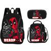 Deadpool  School 3Pcs Set Backpack+lunch Box+Pencil Case Fashion Schoolbag Backpack Trend Kids Gift Practical Multifunctional