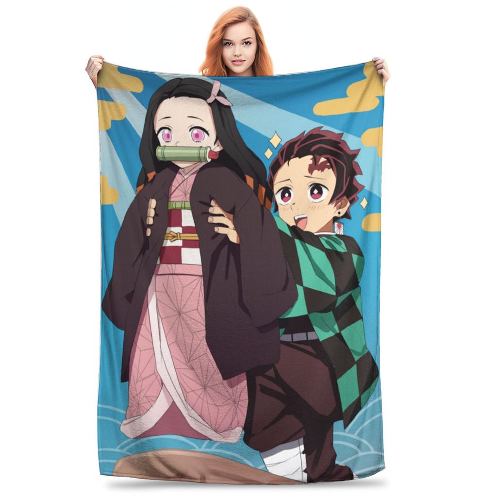 Kimetsu Demon Slayer Blankets Velvet Spring/Autumn Anime Kimetsu No Yaiba  Super Warm Throw Blankets for Bed Outdoor Rug Piece