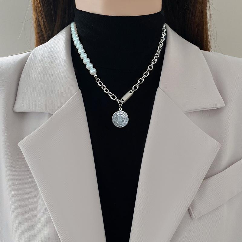 Non-Fading Pearl Necklace 2021 New Female Niche Design Creative Neck Chain Simple Hip-Hop Collarbone Chain