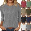 Pull décontracté élégant pour femme en maille côtelée brossée, avec des manches sept-quarts polyvalentes, pour l'automne et l'hiver.