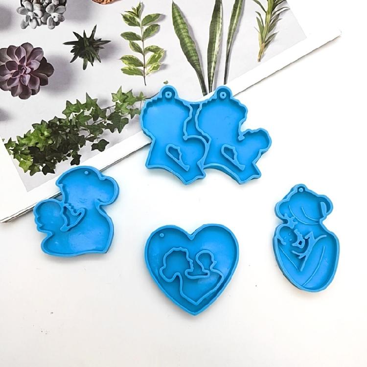 Eltern-Kind Silikonform für Schlüsselanhänger Schmuckherstellung, DIY Anhänger Charms Form