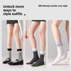 Women's Boneless Spring and Autumn Socks, Cotton Socks, Ballet-style, Black Ear-trimmed, White Mid-calf Socks