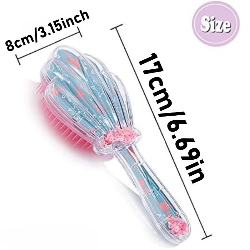 Mořská panna Rozčesávací kartáč na vlasy Rozčesávací hřeben na vlasy Hřeben ve tvaru mušle s třpytkami Kartáč na vlasy Masáž pokožky hlavy Rozčesávací kartáč na suché mokré vlasy Dívka dítě